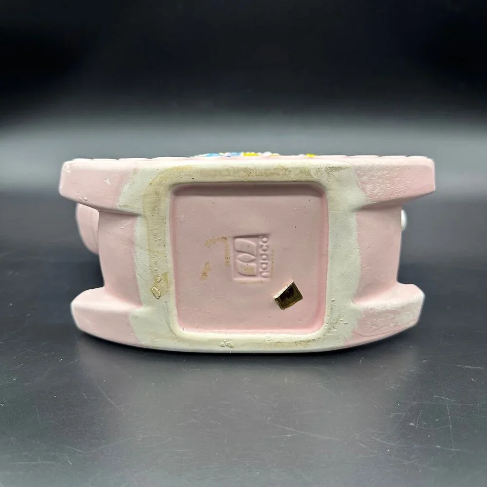 Vintage Baby Rocking Horse Planter Pink Kitsch Napco Taiwan Catch All Storage - Picture 7 of 12